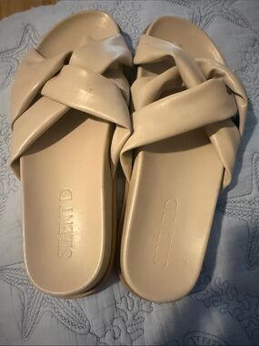 SCHUTZ Cream Braided Slide Sandals for Women